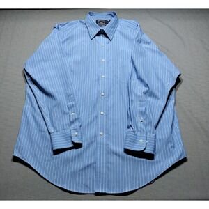 American Living Dress Shirt Mens Size 17 Wrinkle Free Blue White Stripe 32/33